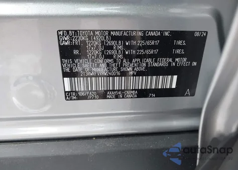 2024 Toyota Rav4 Hybrid Xle from USA, damaged, VIN 2T3RWRFVXRW240016
